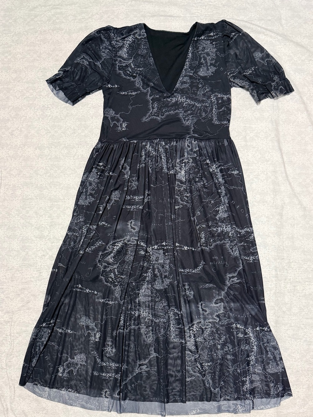 BlackMilk x Lord of the Rings Middle-earth Map Stellar Dress XL Black Maxi